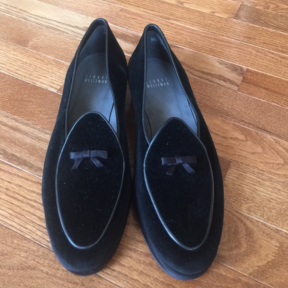 Stuart Weitzman Black Velvet Loafers
